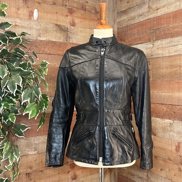 TAURUS Black Canadian Genuine Leather Quilted Liner Zippers Moto Coat - Picture 2 of 16